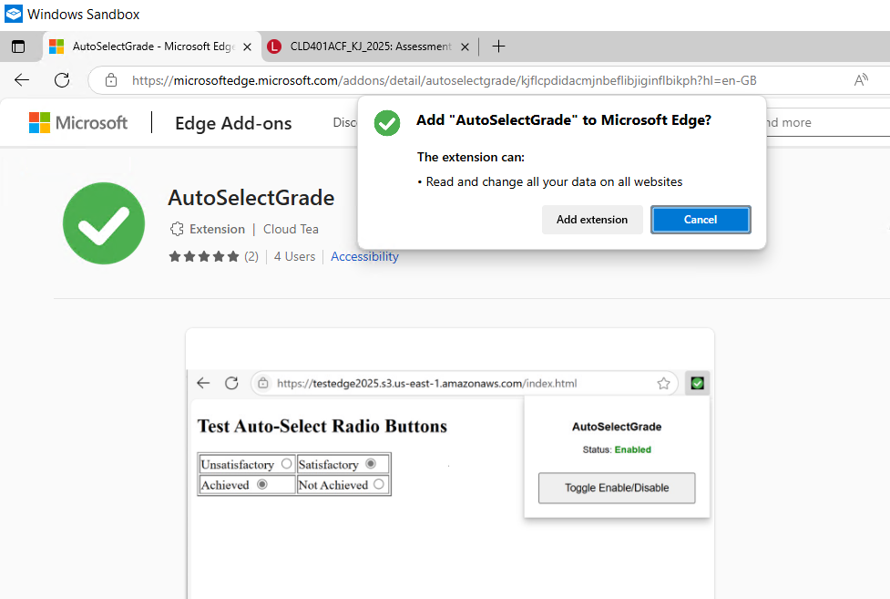 Add extension confirmation in Edge